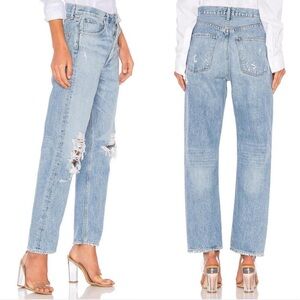 Agolde Women's Light Blue Distressed mid rise 90’s Jeans